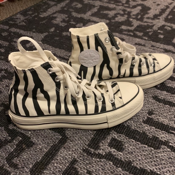 converse custom canvas platform zebra
